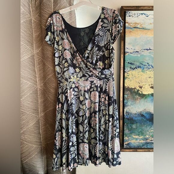 LOFT  Womens Floral Sleeveless Jersey Knit Stretch Multicolor Dress Sz Small - Picture 2 of 10